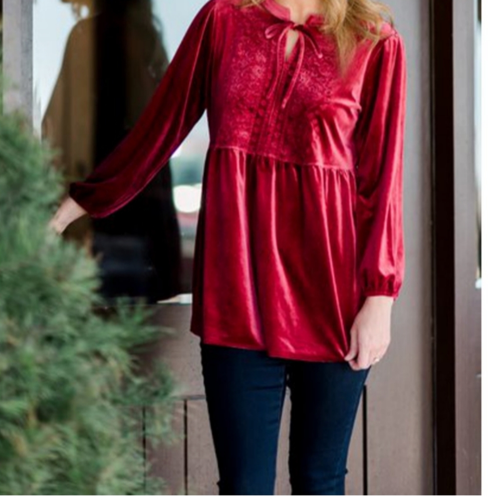 New the pioneer woman embroidered empire waist tunic
